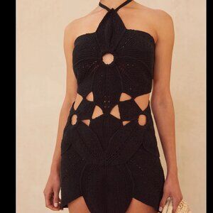 Cult Gaia Floreana Knit Dress Black XS Crochet